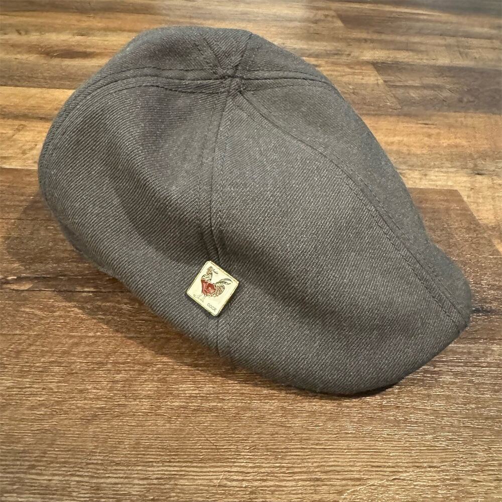 Goorin Bros Rooster Enamel Pin Gray Ivy Newsboy Flat Cap Hat Wool Blend Med